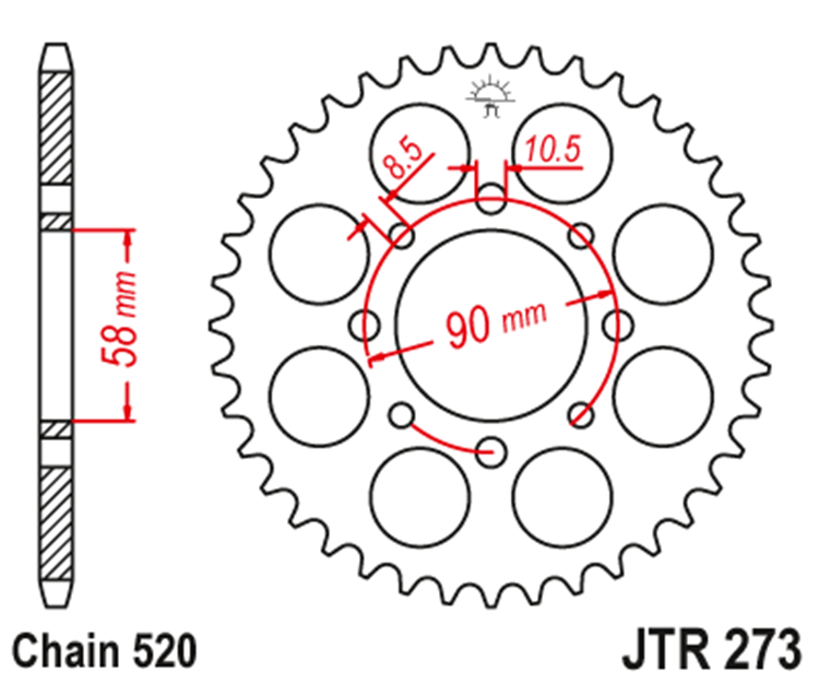 CORONA JT 273 de acero con 41 dientes